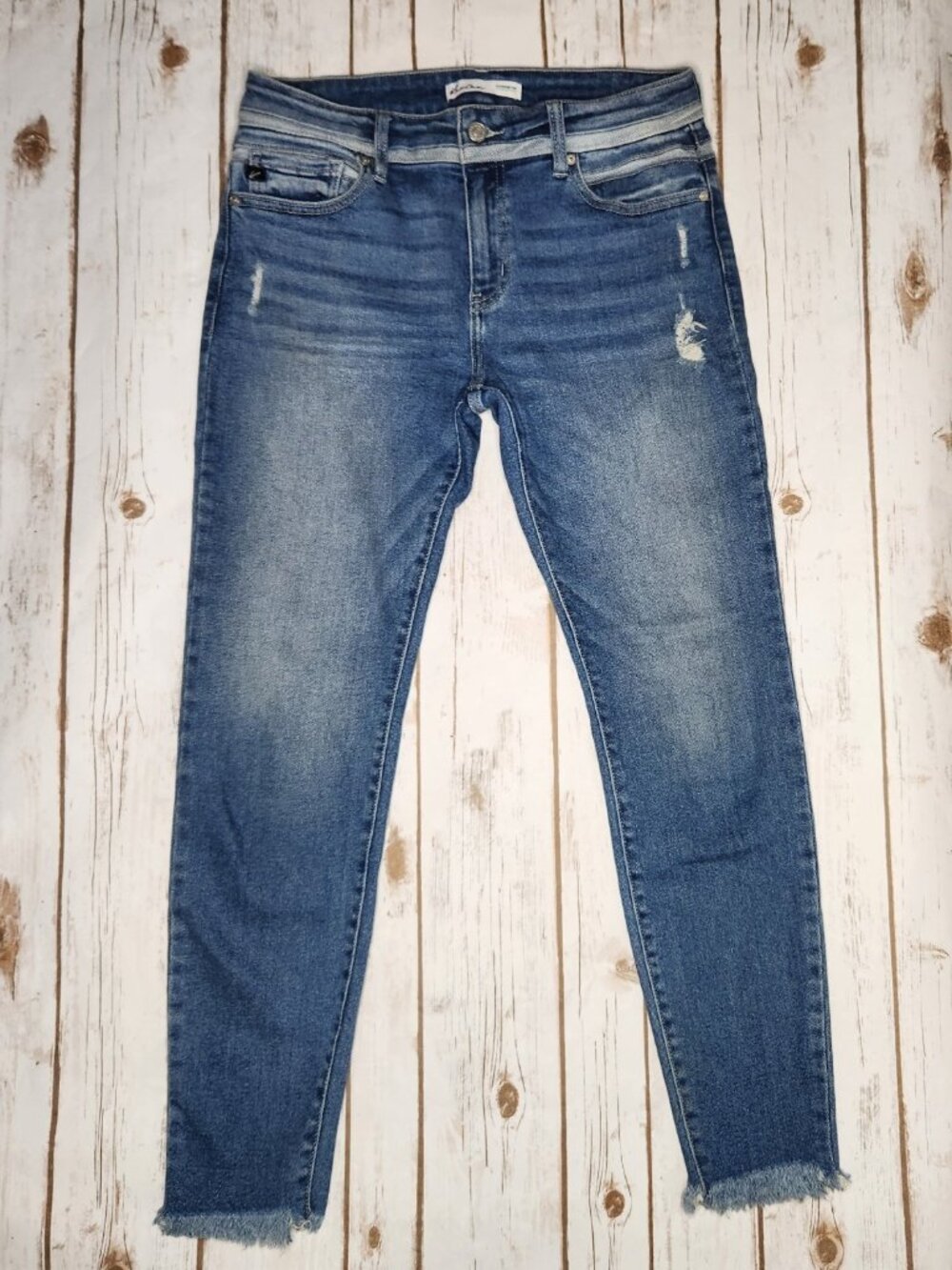 KanCan Skinny Jeans Size 29 Distressed Frayed Hem Medium Wash